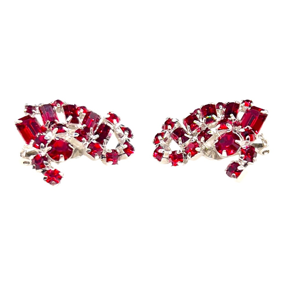 Vintage Signed Kramer Ruby Red Baguette & Chaton … - image 4